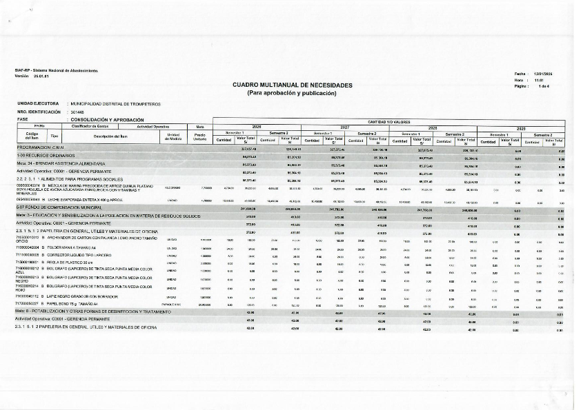 CUADRO MULTIANUAL DE NECESIDADES DE BIENES, SERVICIOS Y OBRAS 2026-2028